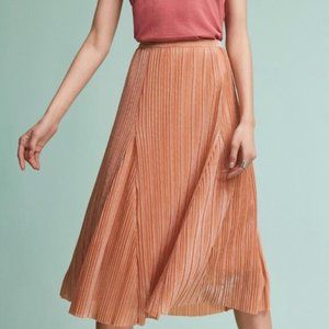 Maeve Anthro Pink Nude Knife Pleat Midi Skirt LP